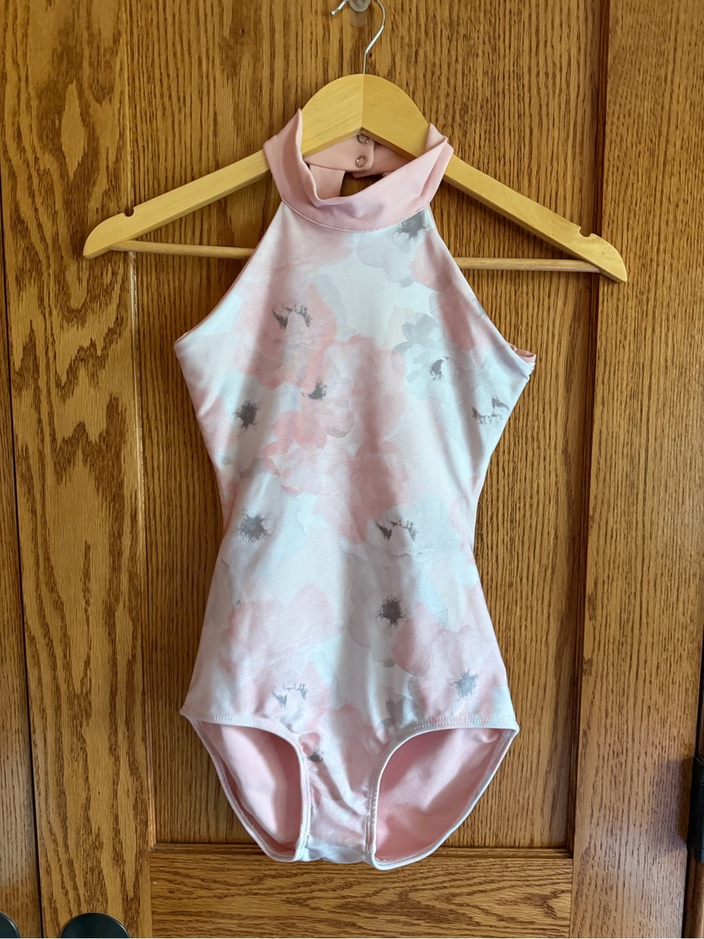 Purple Pixies, pink floral leotard, size CL